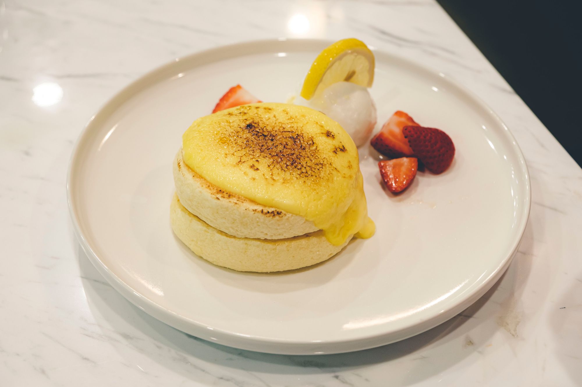 Lemon Crème Brûlée Soufflé Pancake