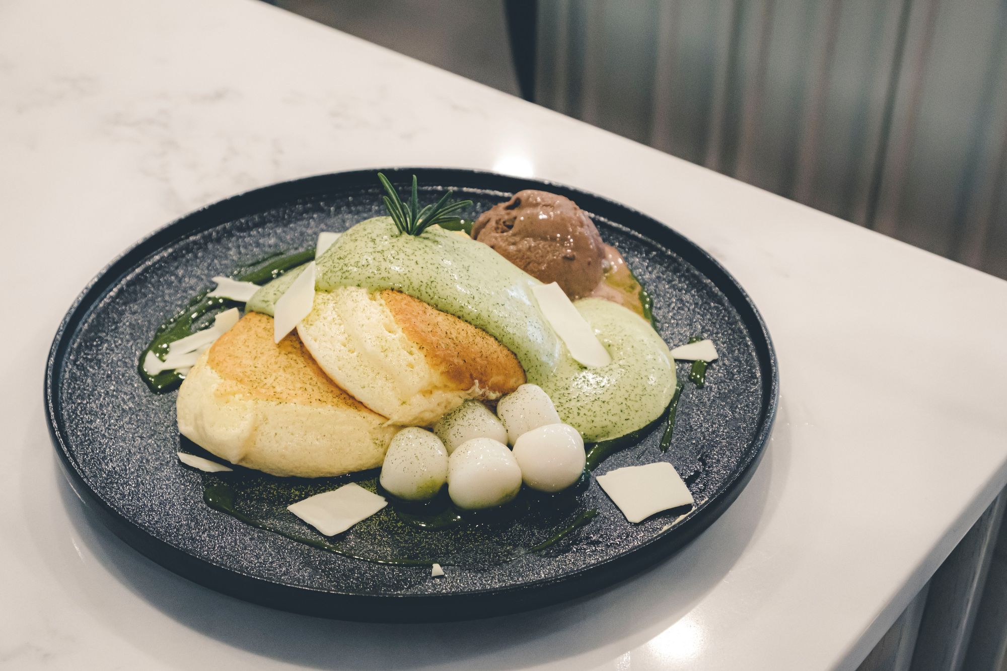 Matcha Mochi Soufflé Pancake