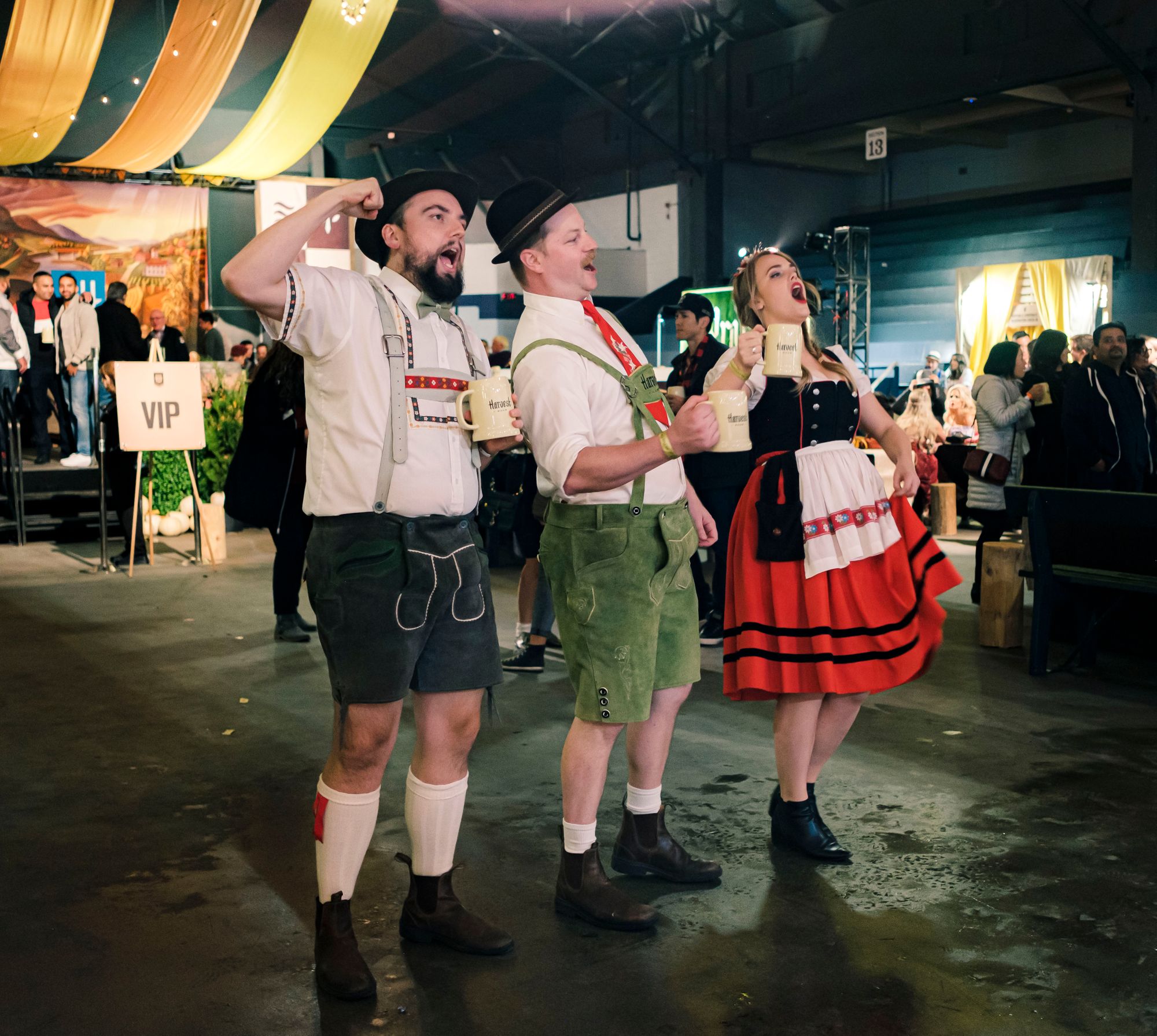 Lederhosen-clad Halle Personnel