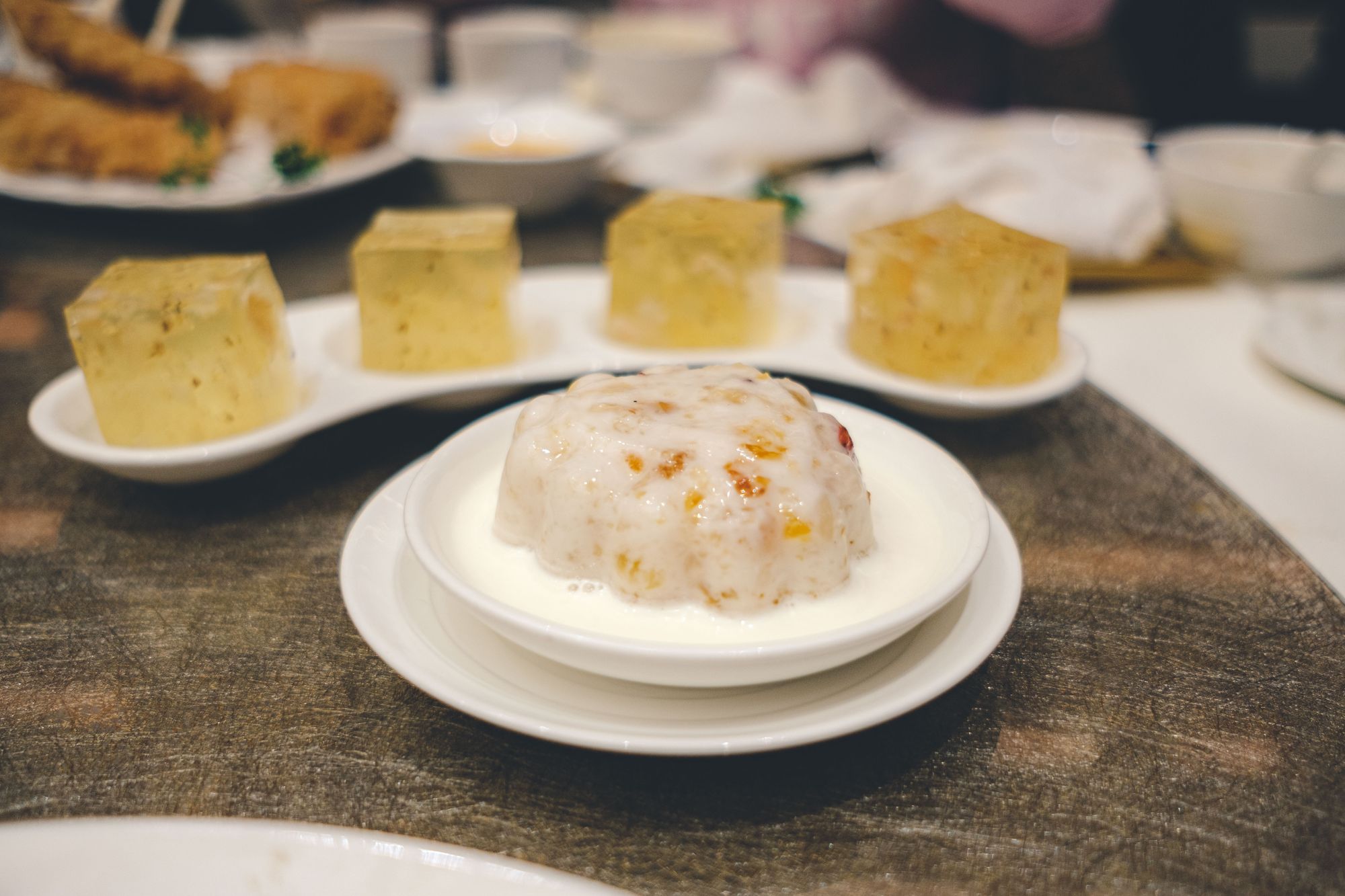 Peach Resin Cake (front) and Lychee and Sweet Olive Jello (rear)