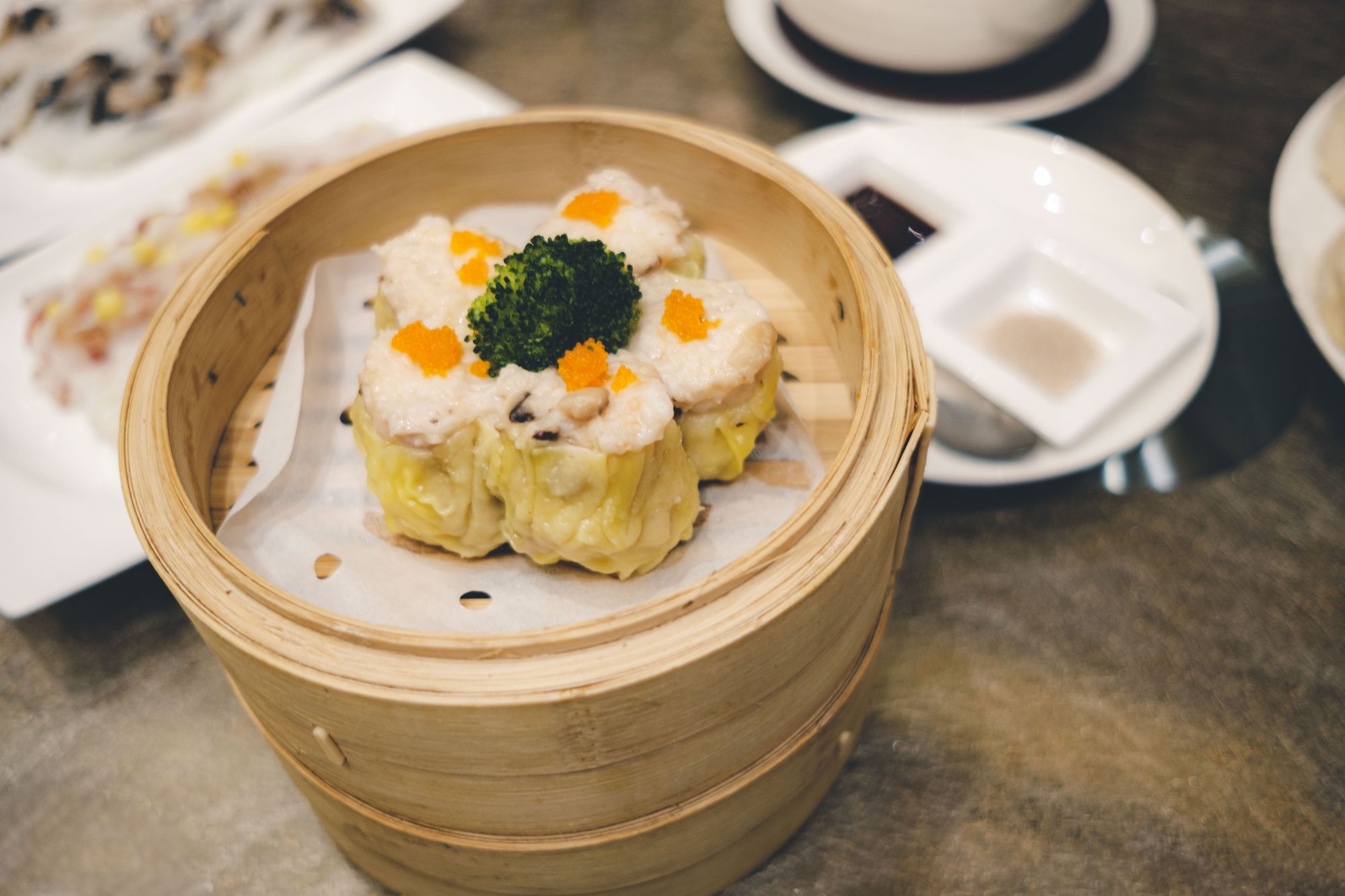 Steamed Pork DUmplings with Crab Roe (Siu Mai)