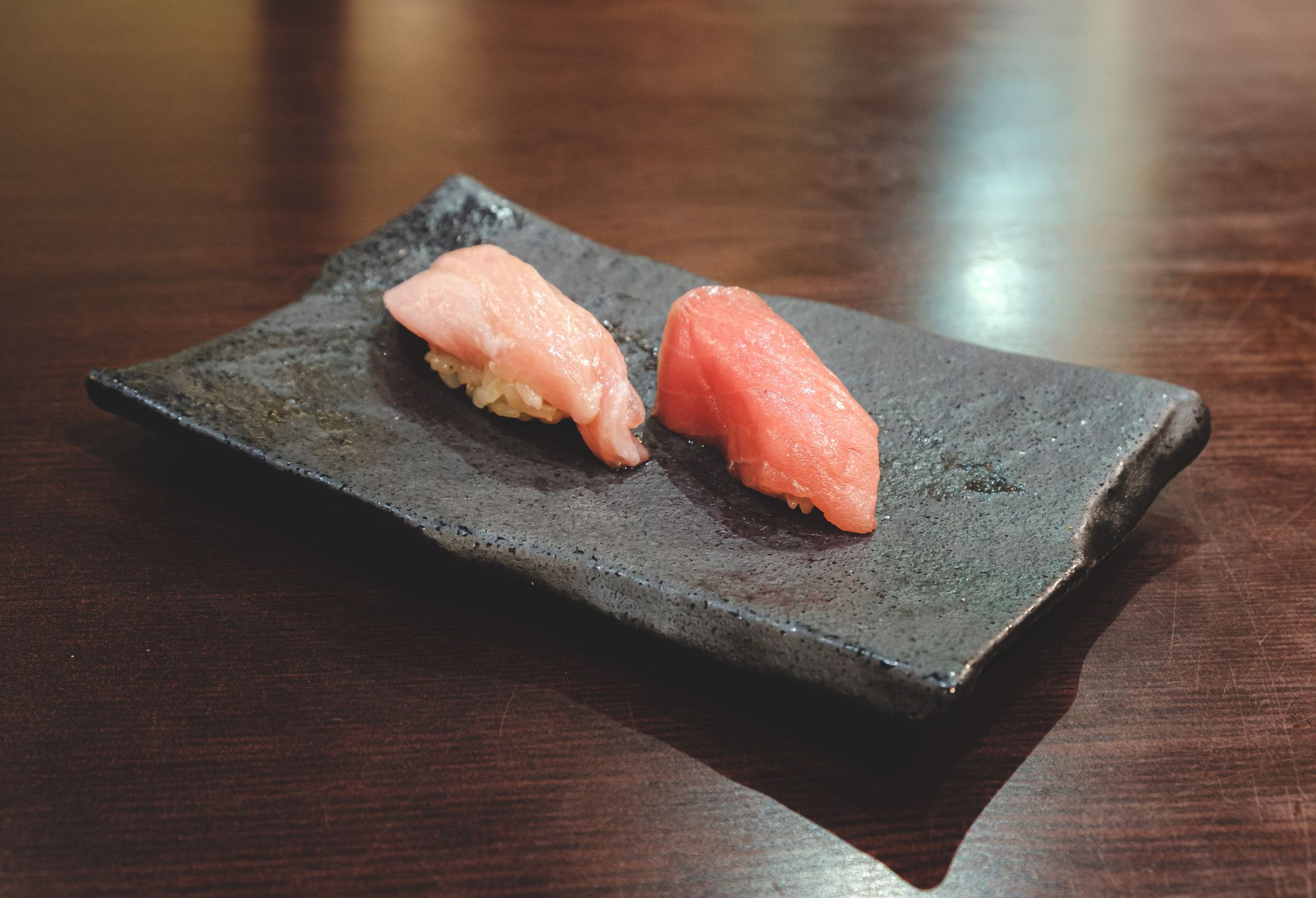 Ootoro (left) and Chutoro (right) Nigiri