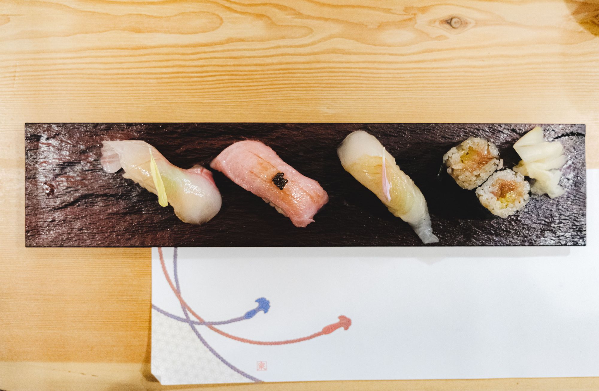Stem Japanese Eatery – Tome – Chef's Omakase Nigiri Sushi (Striped Jack, Bluefin Tuna Ootoro, Flounder, and Bluefin Tuna Toro)