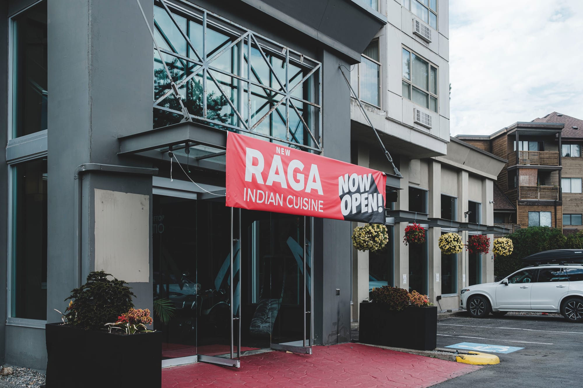 Outside Raga Indian Restaurant in Surrey, BC